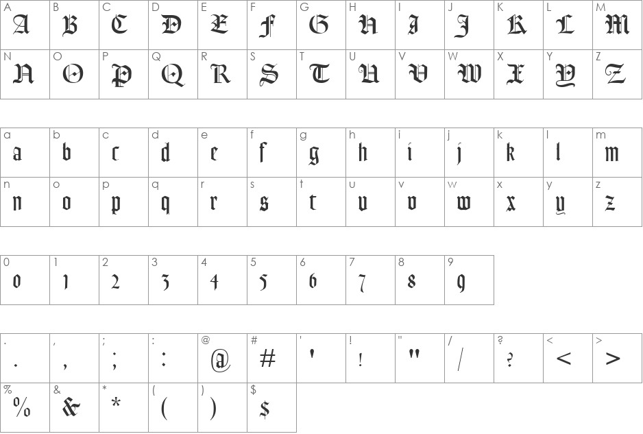 PT Lohengrin font character map preview