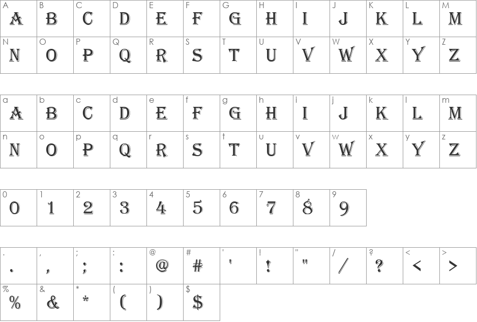 PT Old Fashioned font character map preview