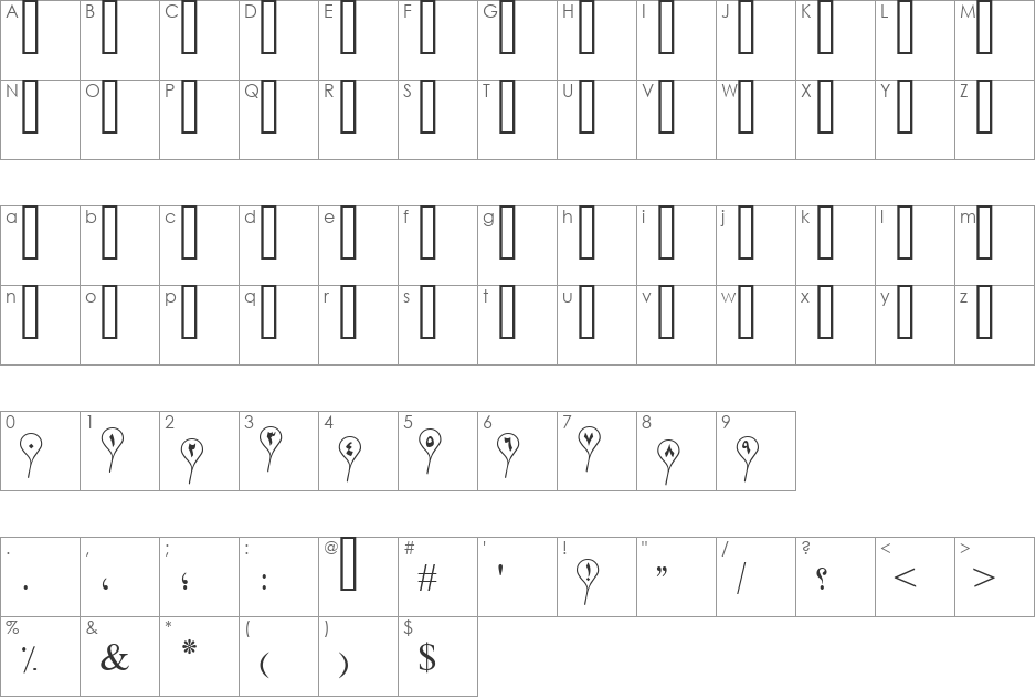 PT Separated Baloon font character map preview
