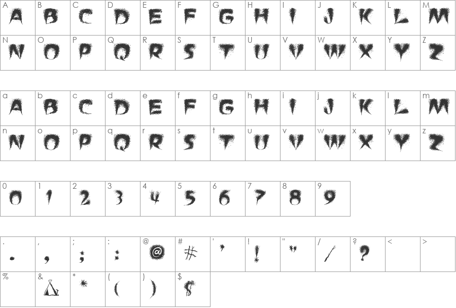 PUCHA SMOKE TELEGRAPH3 font character map preview