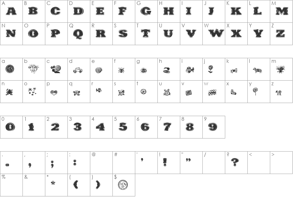 Puchakhon HYPNOSIS font character map preview