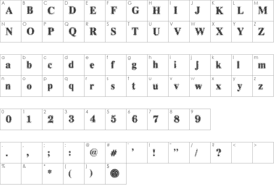 Puchakhon Magnifier3 font character map preview