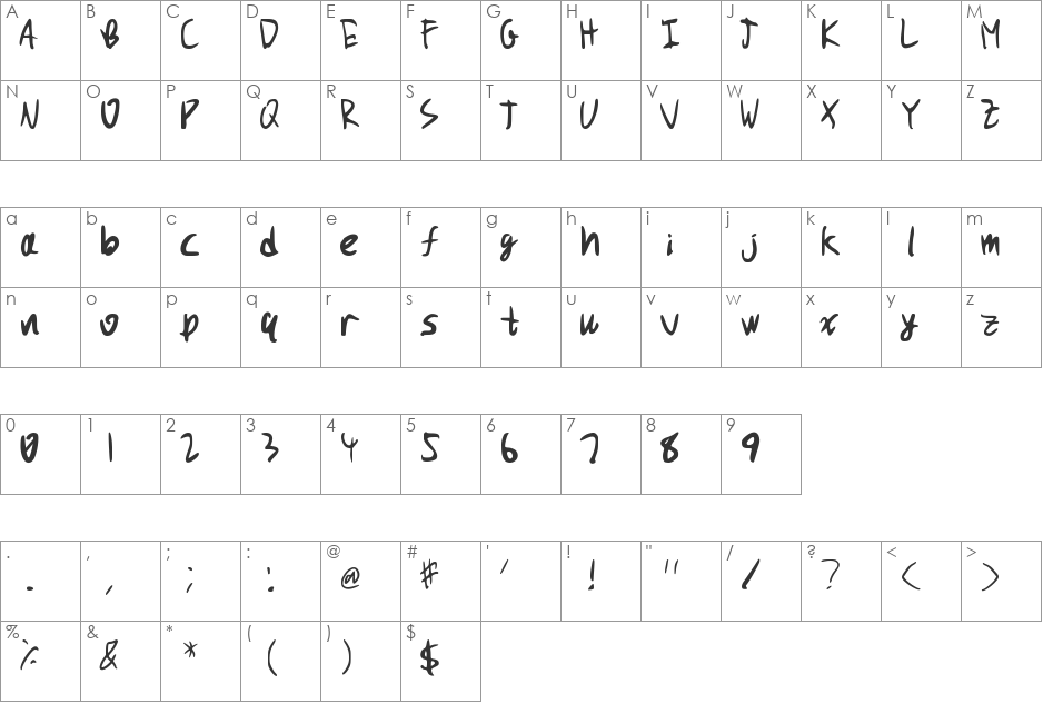 PuchiMono font character map preview