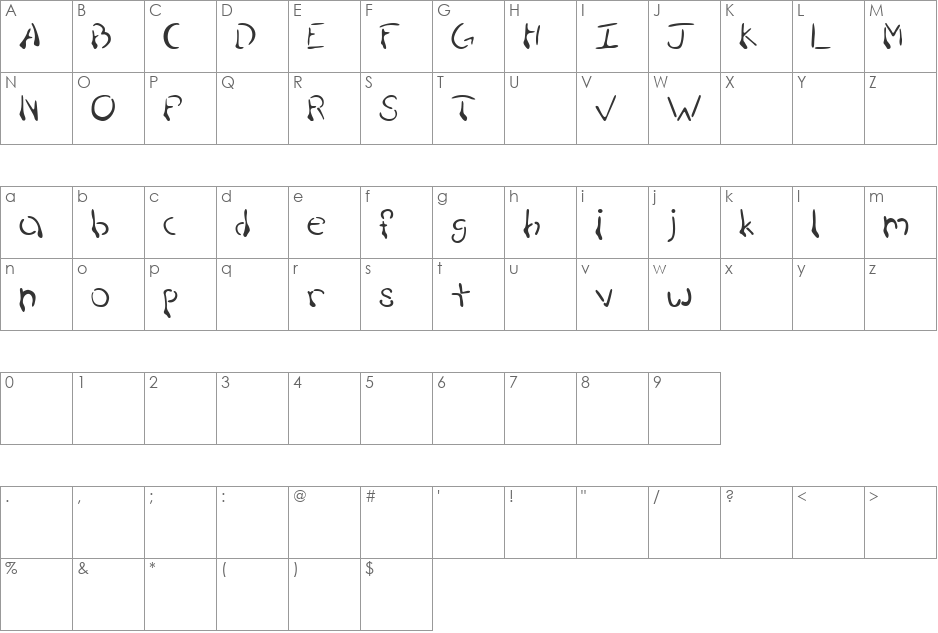 Puddle font character map preview