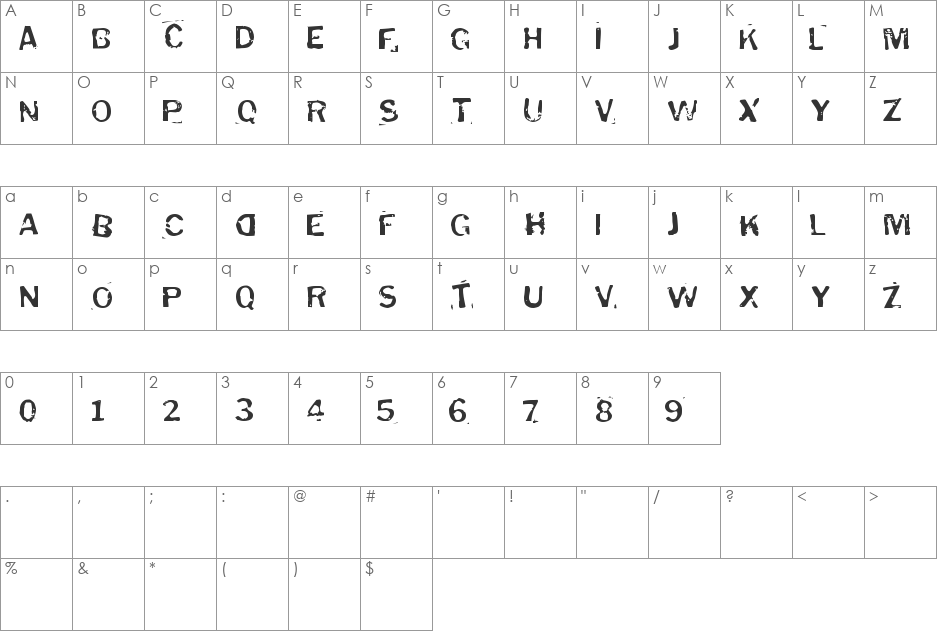 Puddleduck font character map preview