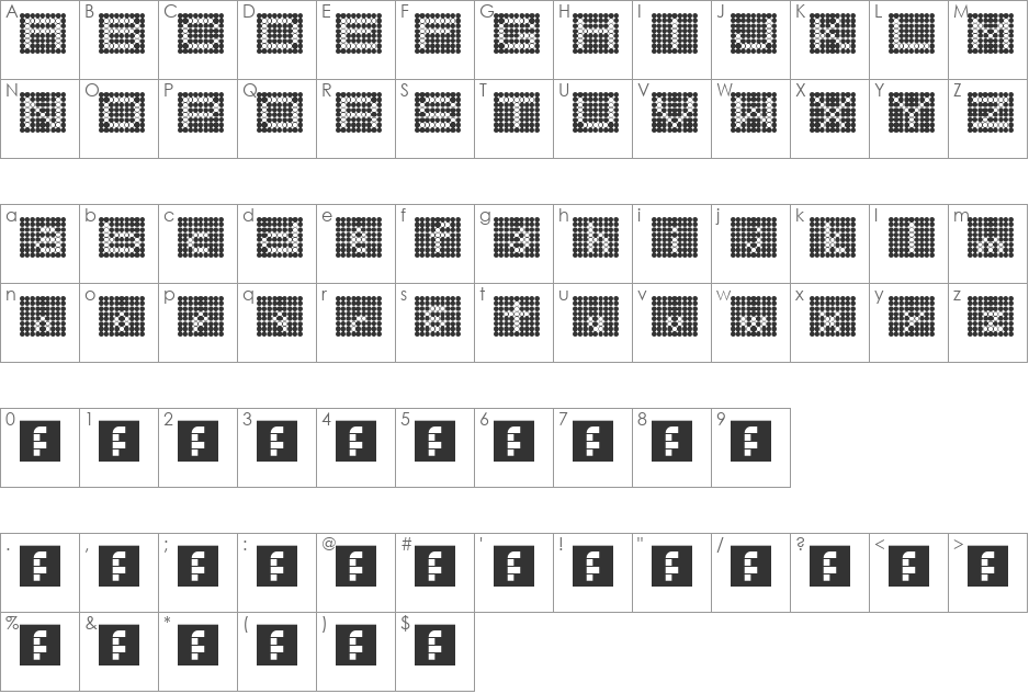 Backflash Inverted font character map preview