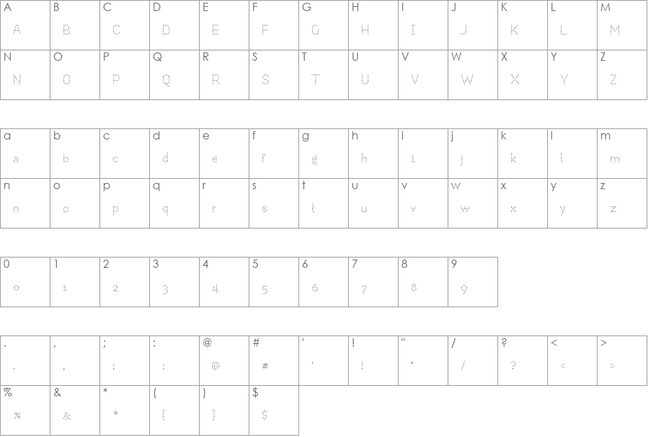 Pullchain Bold font character map preview