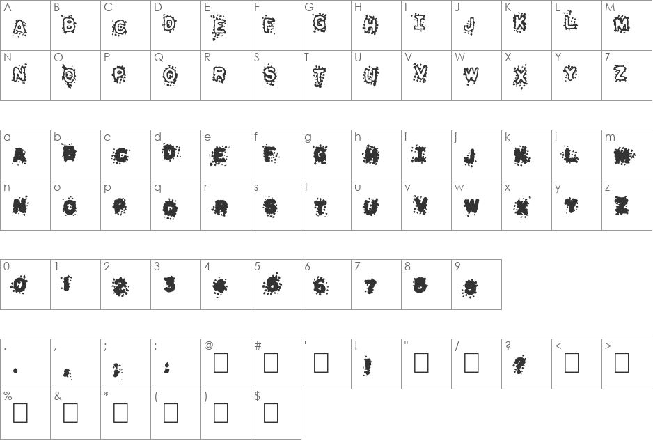 Pulpatone font character map preview