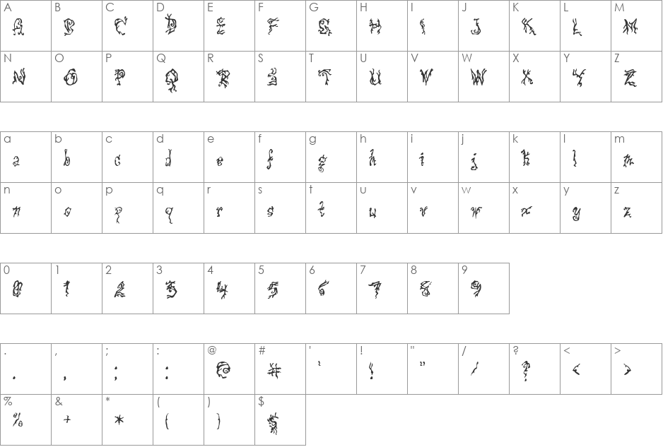 Pulse State font character map preview