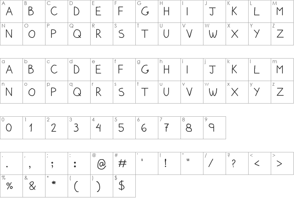 Pumped Up Kicks font character map preview