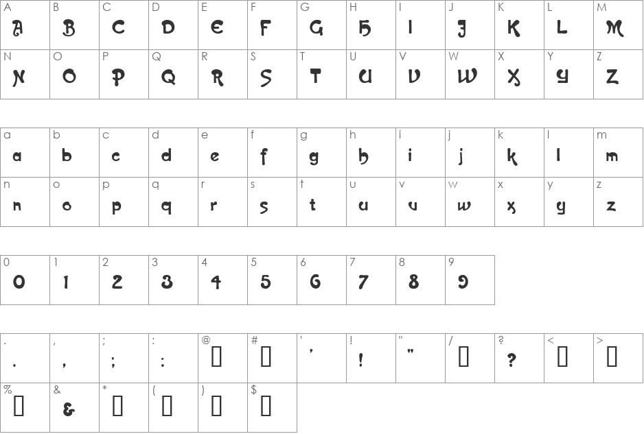 Pumpernix font character map preview