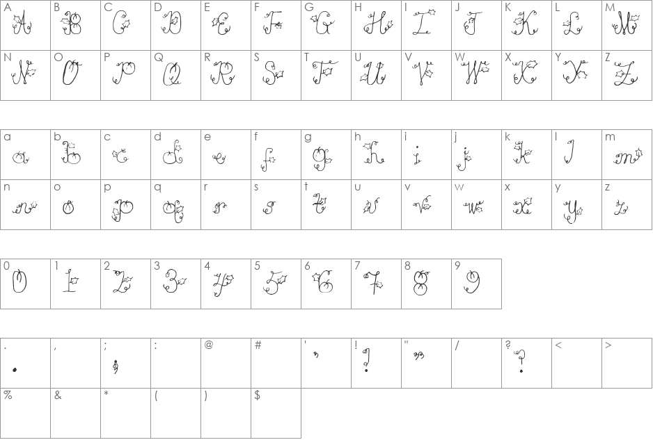 Pumpkin font character map preview