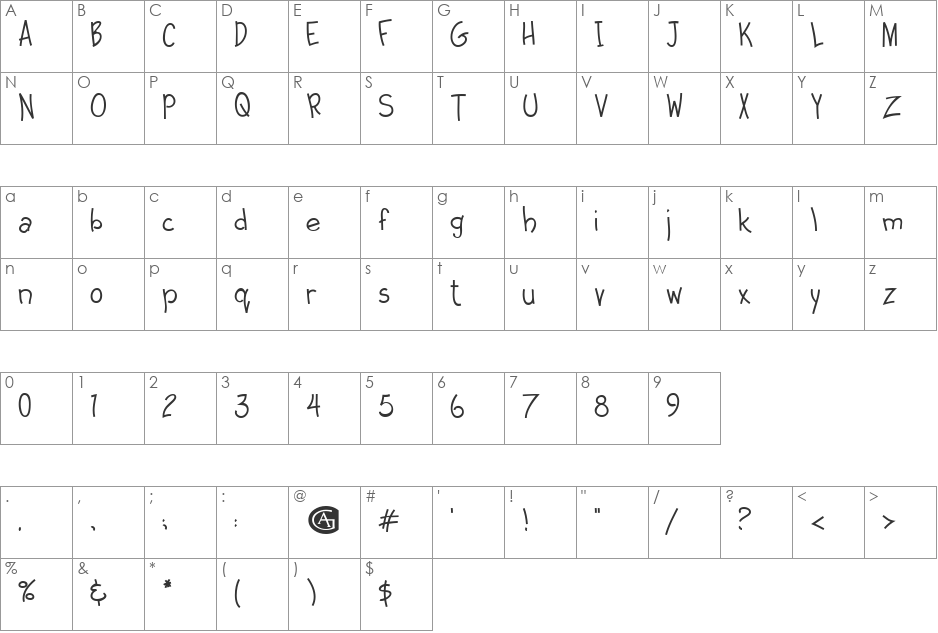 Pumpkin Pie font character map preview