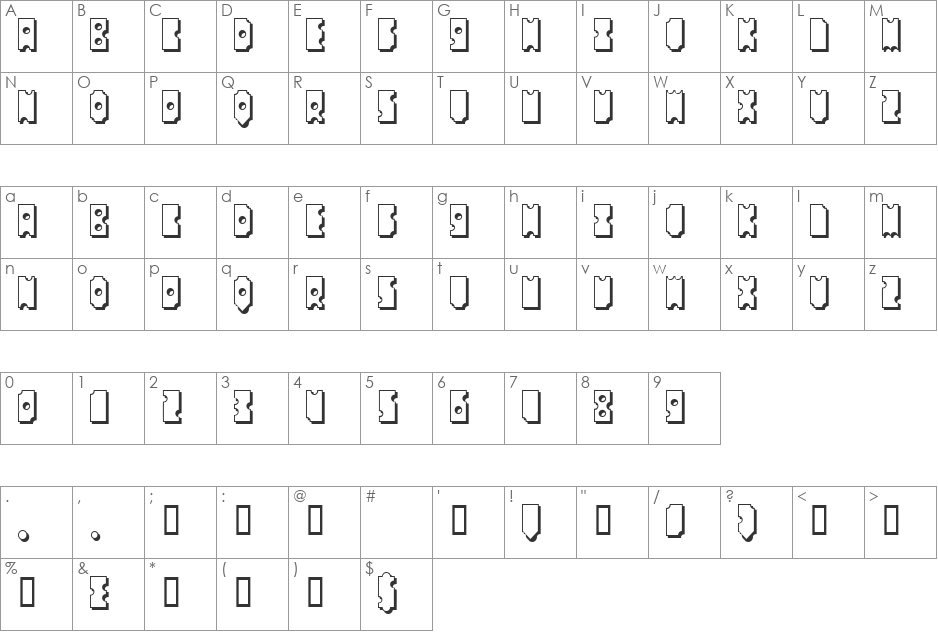 Punchhappy font character map preview