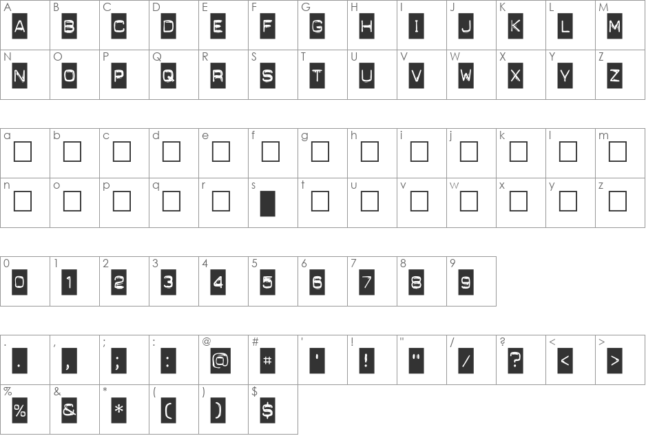 PunchLabel font character map preview