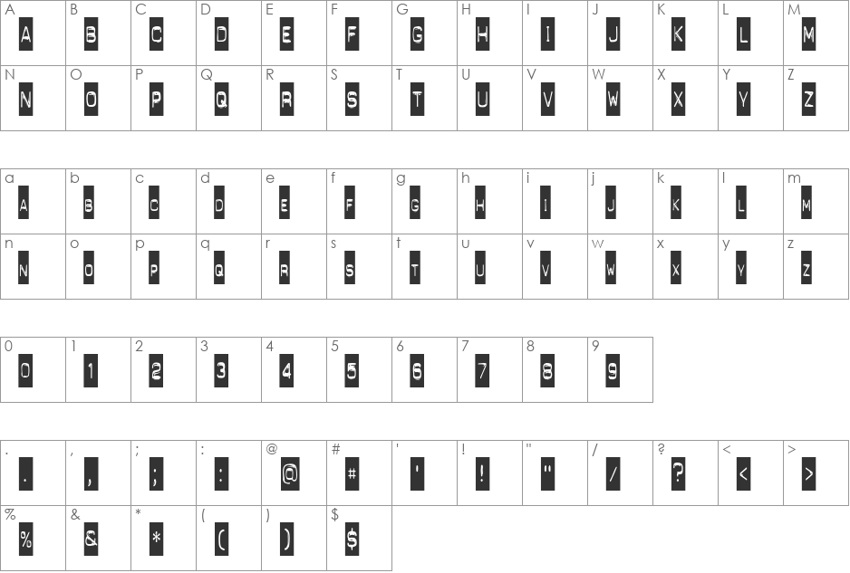 PunchLabelCondensed font character map preview
