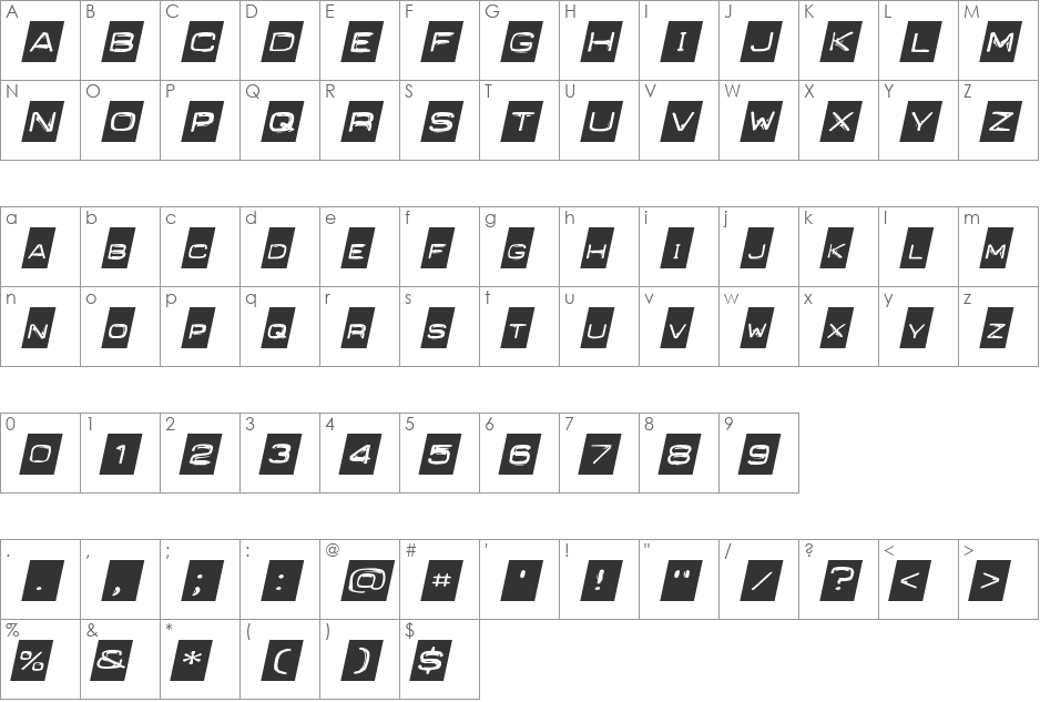 PunchLabelExtended font character map preview