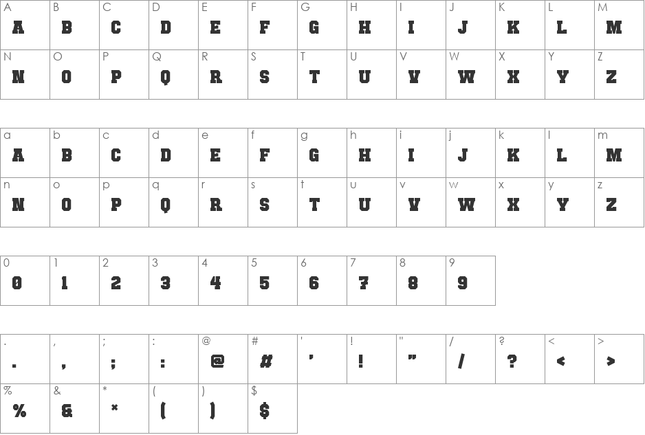 Punchline font character map preview