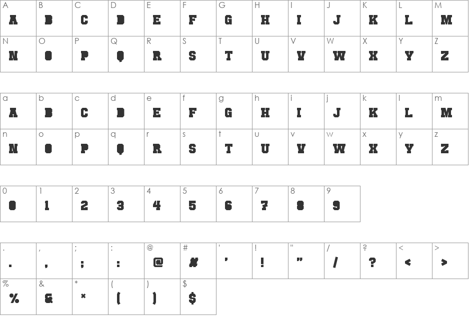 Punchline Filled font character map preview
