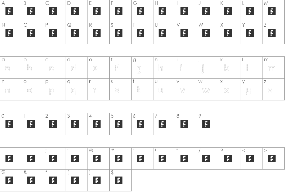 puncture font character map preview
