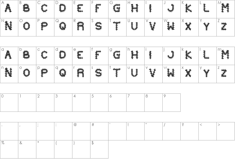 PUNK font character map preview