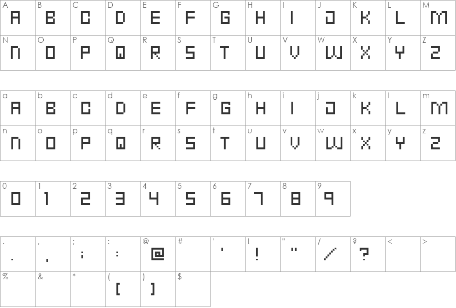 Punk Rock Font font character map preview
