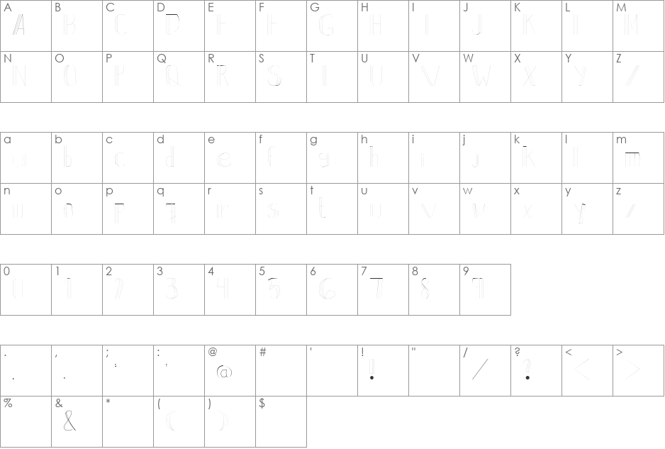 Backline font character map preview
