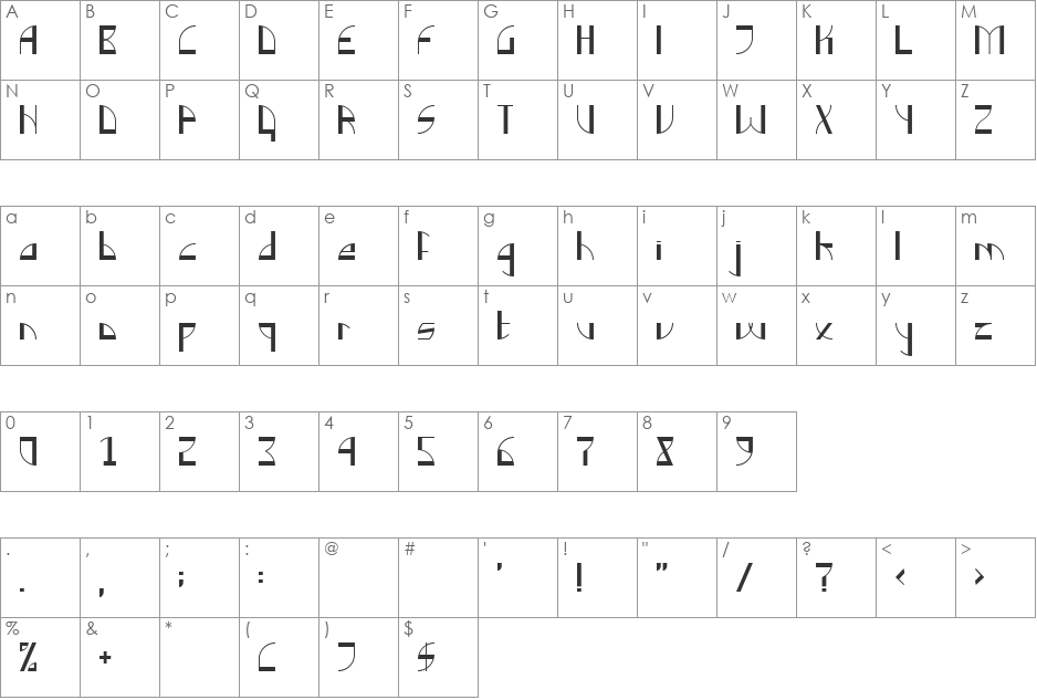 Backlog font character map preview