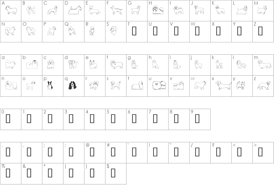 Puppins font character map preview