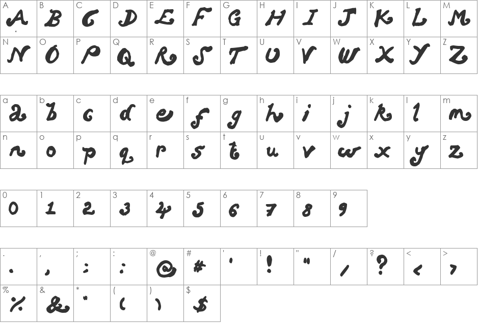 Purple font character map preview