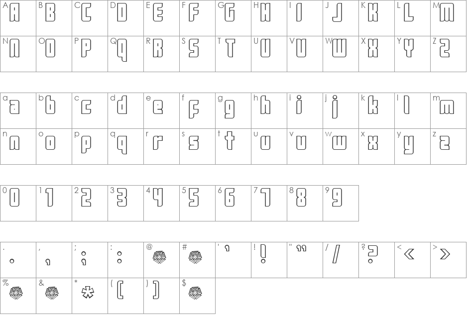 Push2 font character map preview