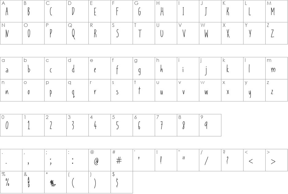 Pushing Up Daisies * font character map preview