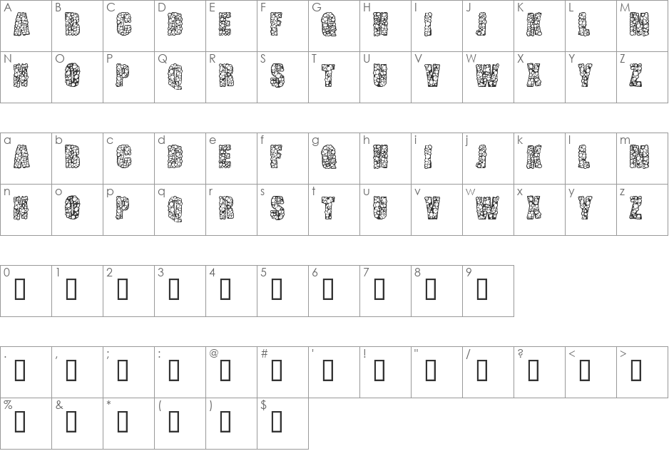 Pustule font character map preview