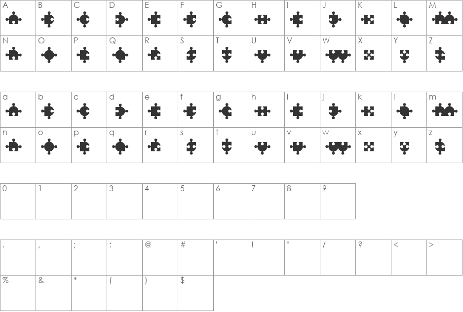 Puzzle font character map preview