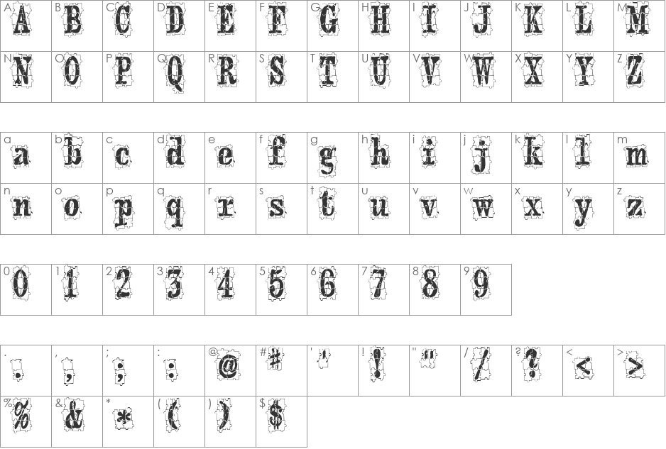 puzzleface le monde font character map preview