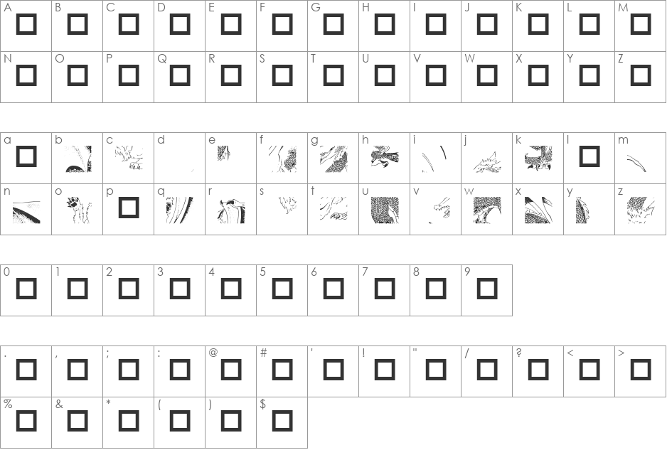 Puzzler2 font character map preview