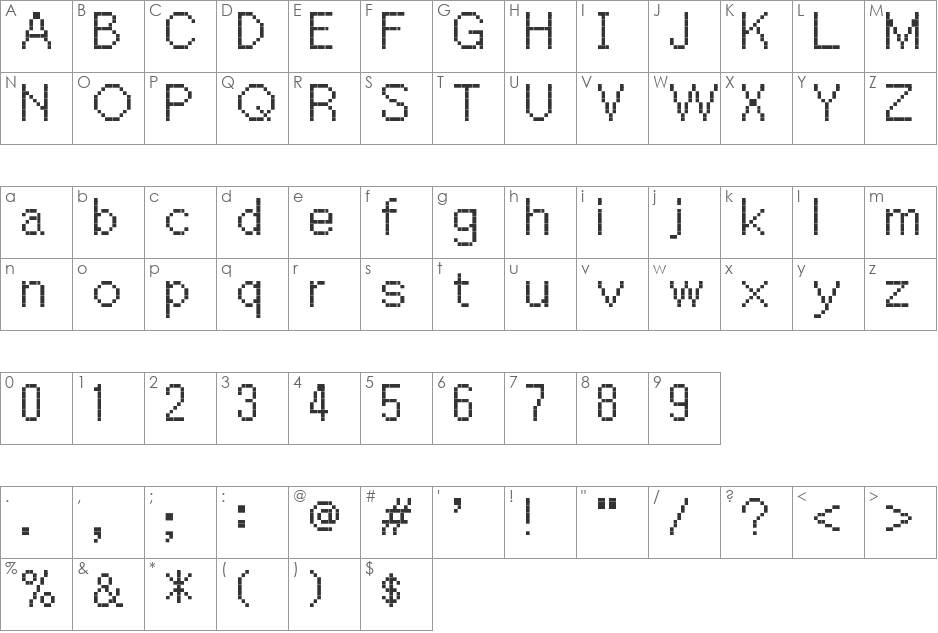 PW Extended font character map preview
