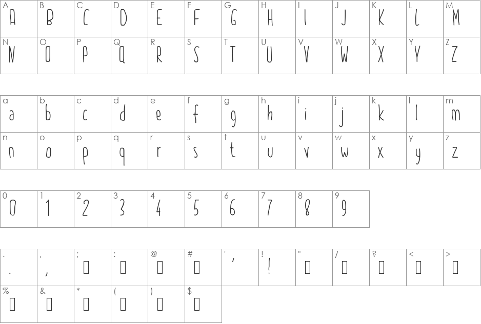 PW2015 font character map preview