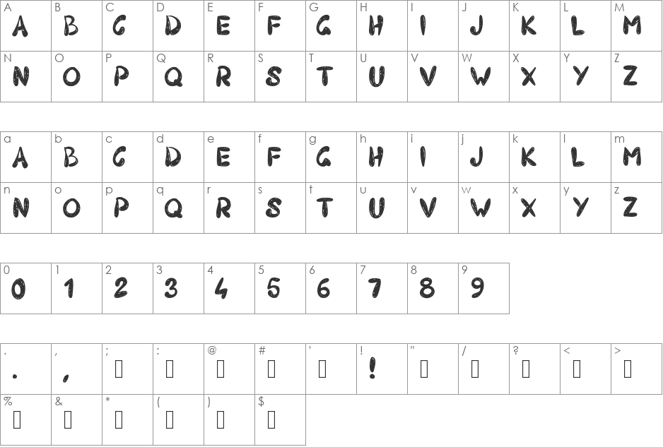 PW403 font character map preview