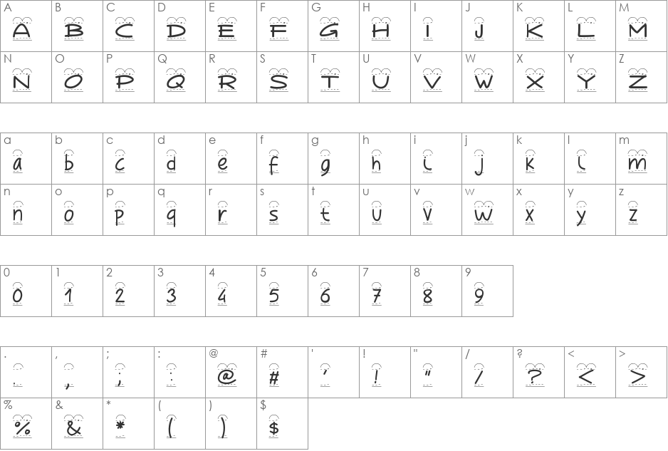 PWBroderie font character map preview