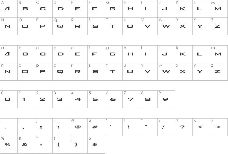 Backslash font character map preview