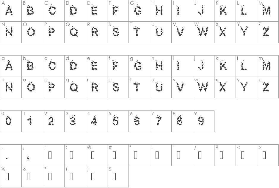 PWBubbles font character map preview