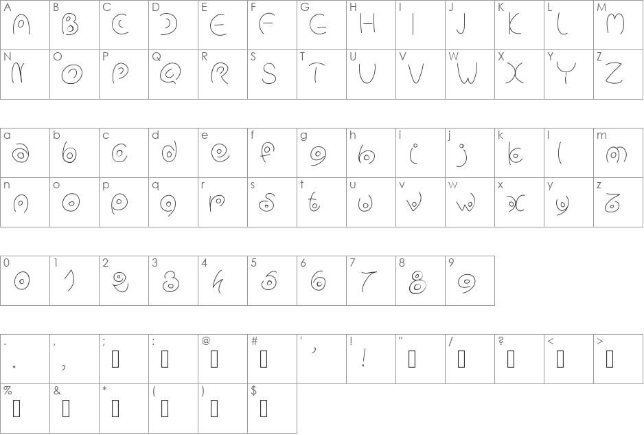 PWCirclefonts font character map preview