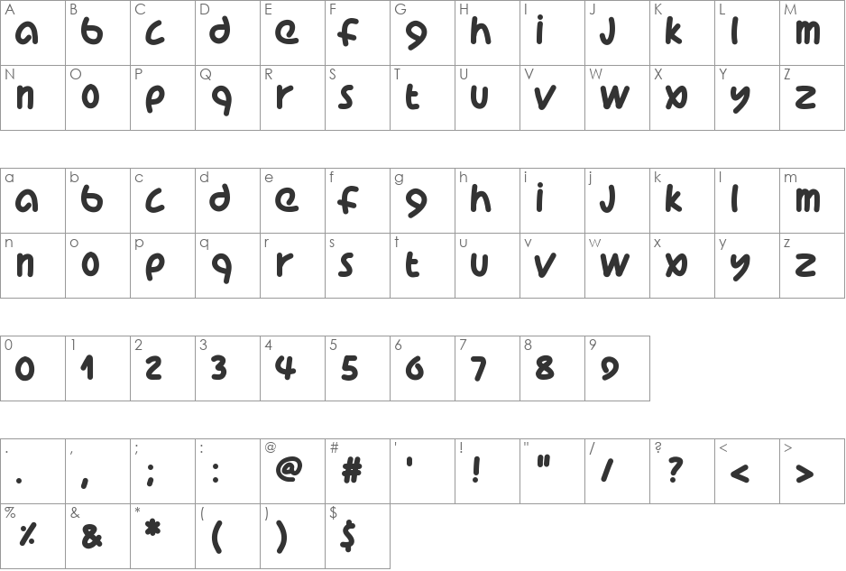 PWCoolFont font character map preview