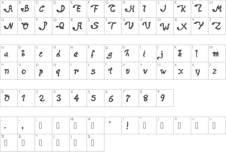 PWDolphins font character map preview