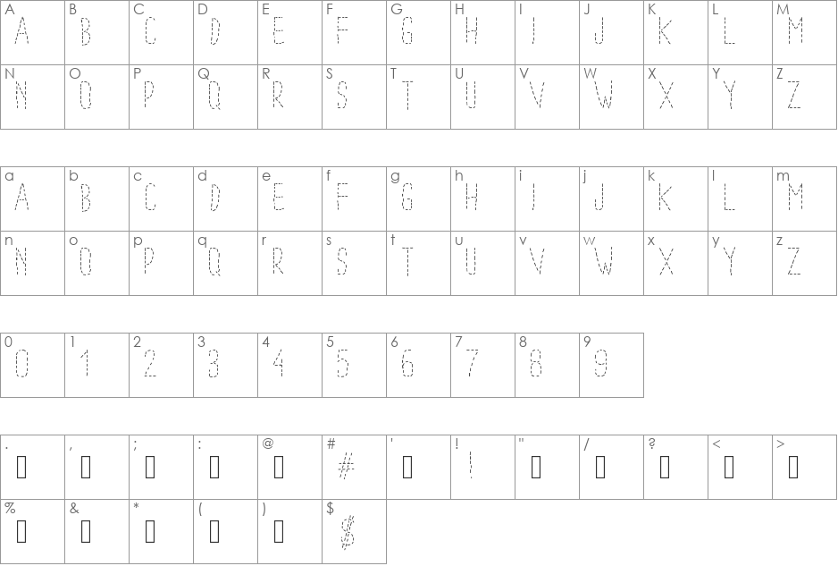 PWDottedFont font character map preview