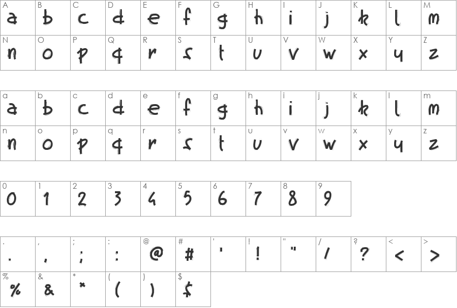 PWFatscratch font character map preview
