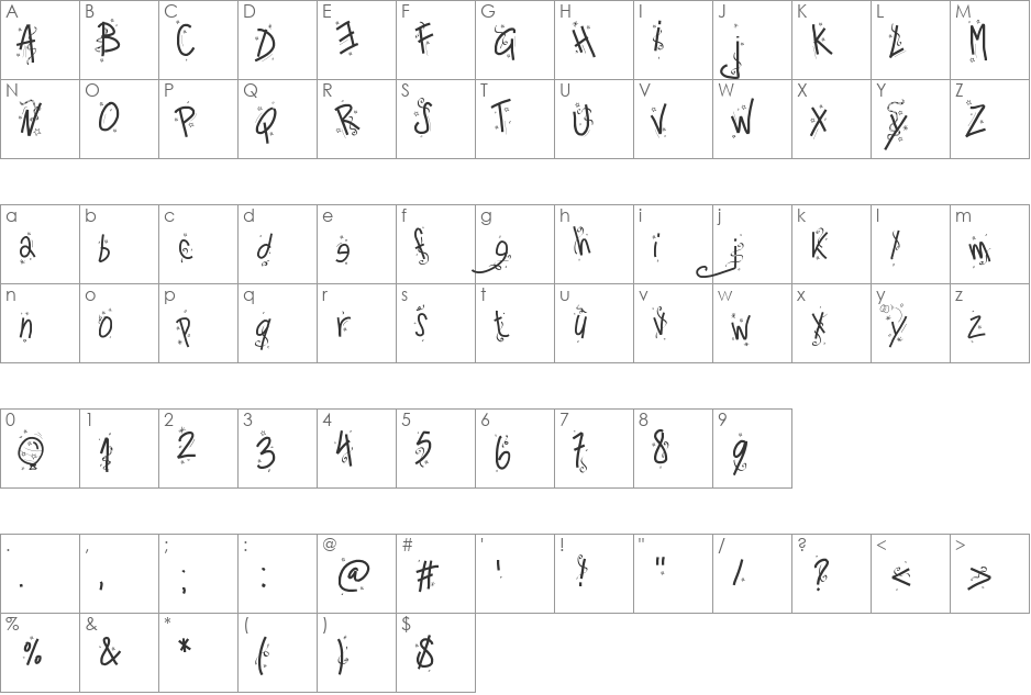 PWHappyNewYear font character map preview