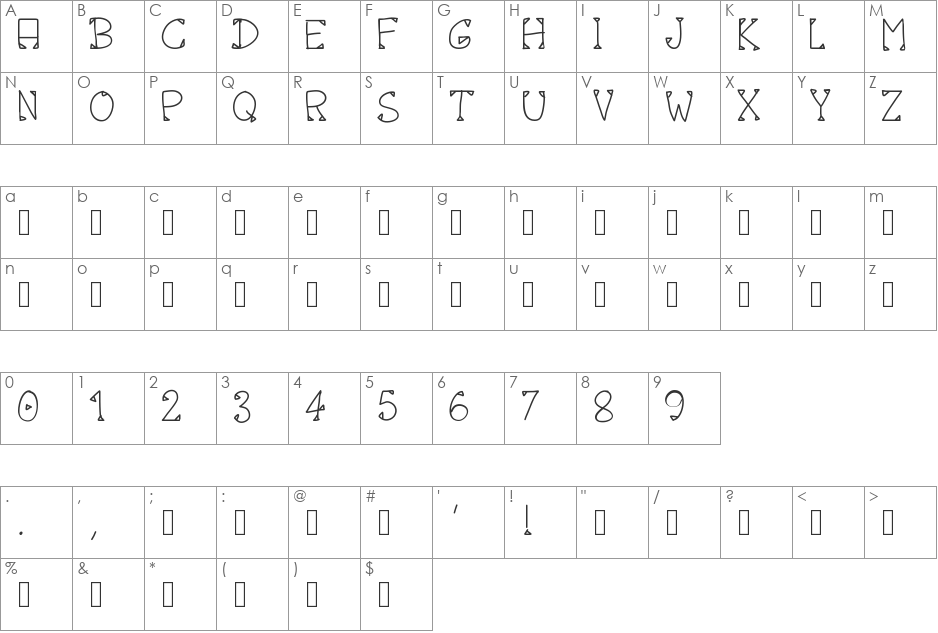 PWOctober font character map preview