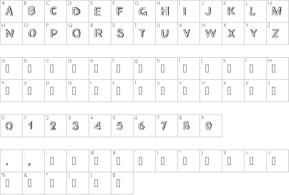 PWOpened font character map preview